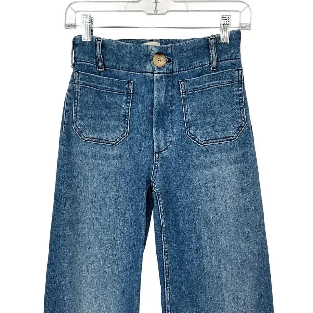 Anthropologie Maeve The Colette Wide Leg Jeans Womens 24 Blue High Rise Cropped - Picture 2 of 11